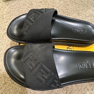 Fendi Embossed Black Slides